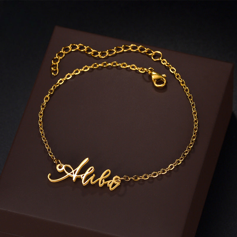 Jewelry Stainless Steel Letter Necklace Bracelet Personalized DIY English Name Trendy Clavicle Chain Set