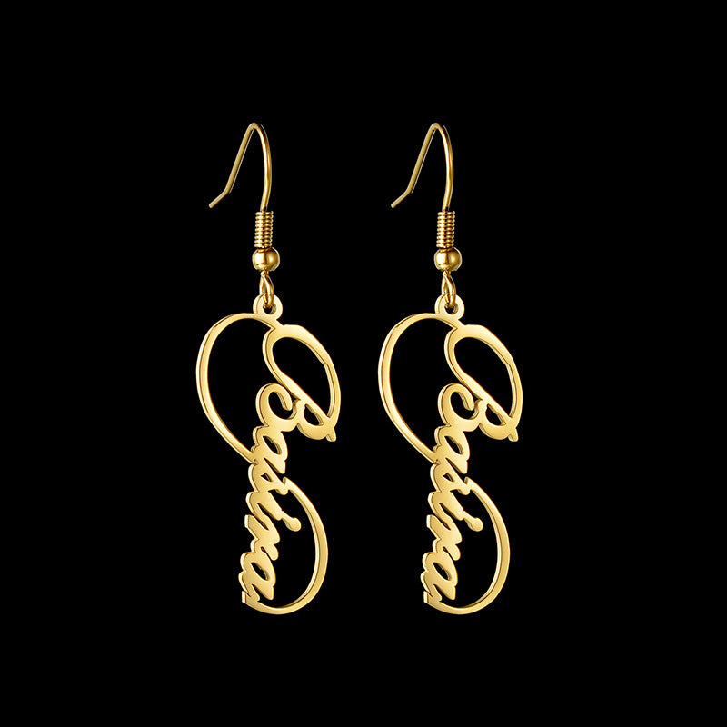 Hot selling personalized creative letter earrings for women hot selling name titanium steel earrings earrings