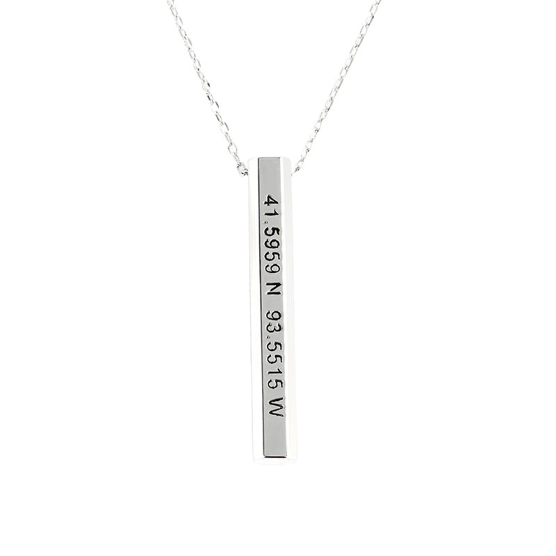 S925 sterling silver three-dimensional column lettering pendant necklace, a hot-selling square strip design. Perfect for unique style!