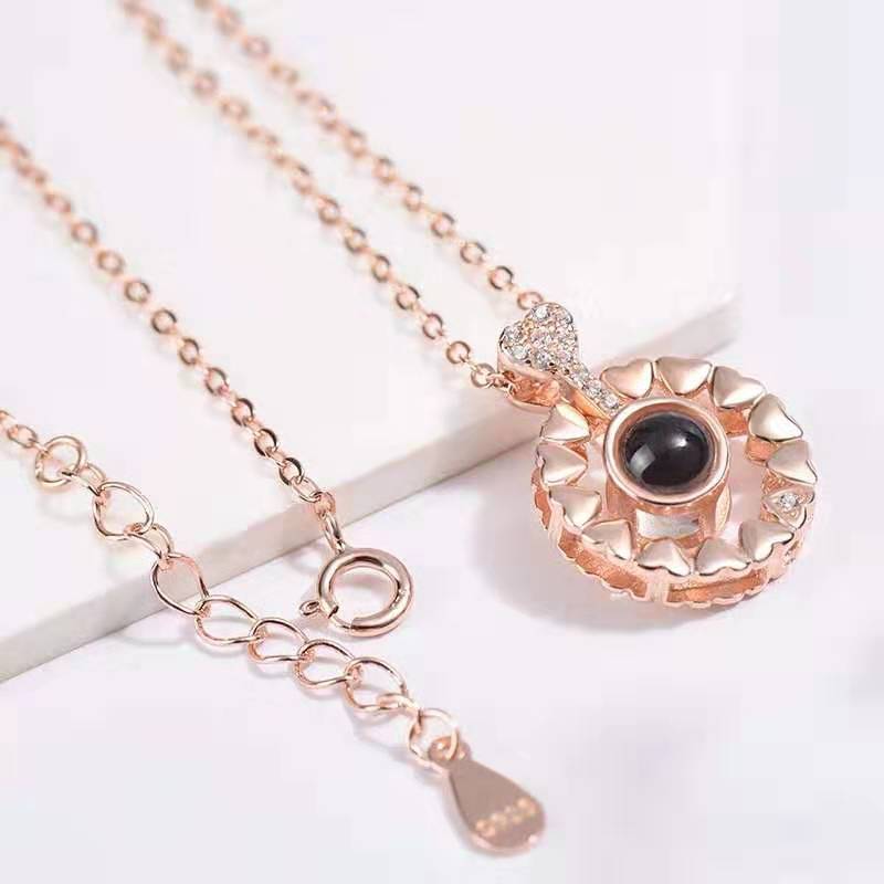 100 languages I love you projection necklace customized photo heart-shaped pendant Internet celebrity same clavicle chain