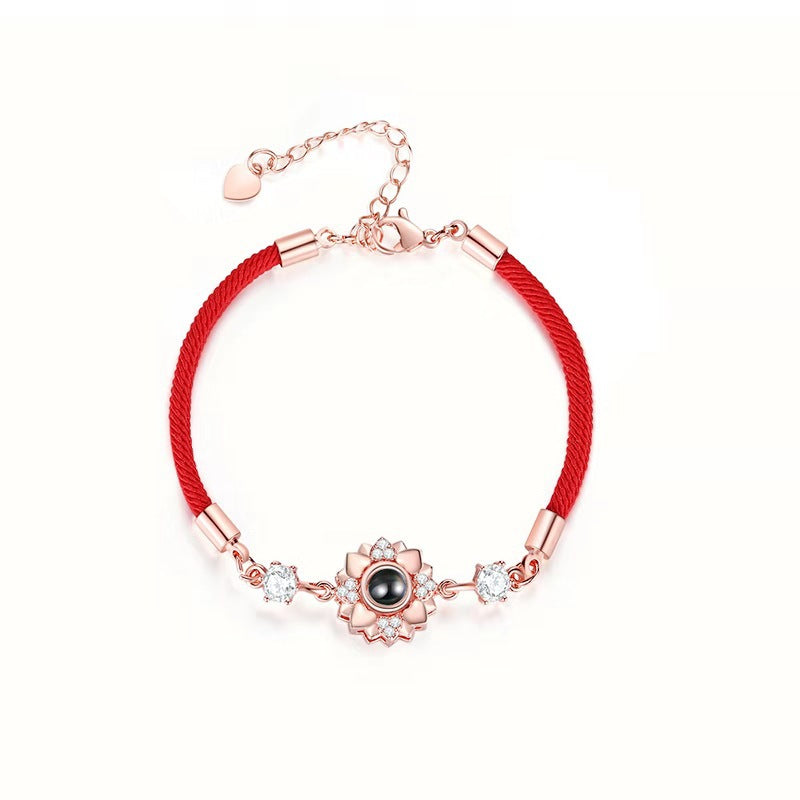 Customizable couple projection bracelets with braided design, perfect as a personalized gift.