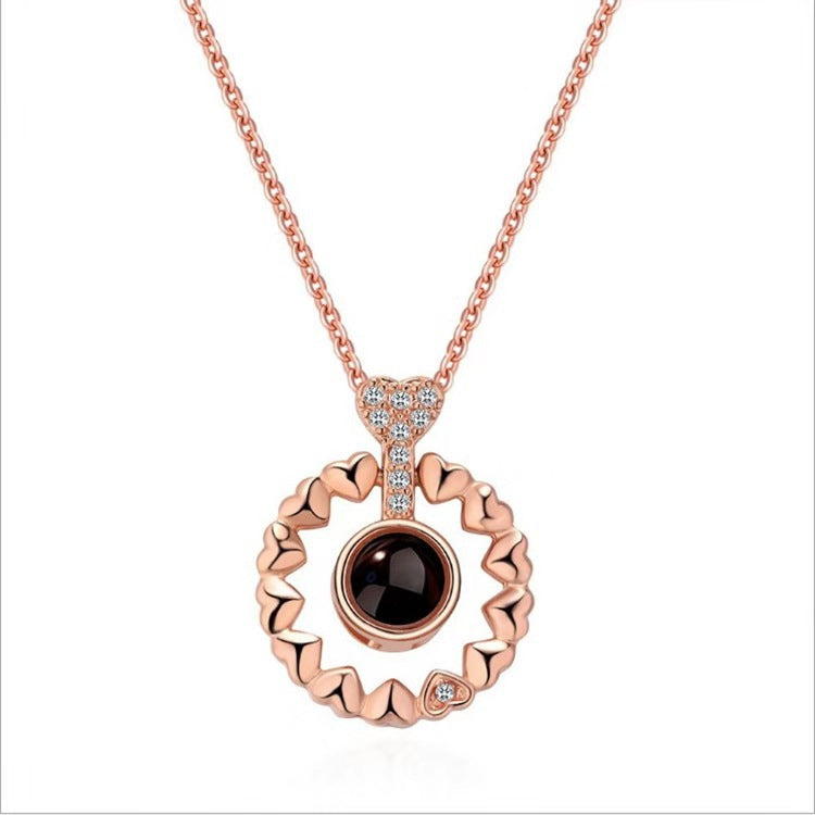 100 languages I love you projection necklace customized photo heart-shaped pendant Internet celebrity same clavicle chain