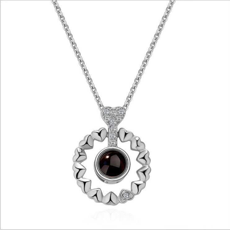 100 languages I love you projection necklace customized photo heart-shaped pendant Internet celebrity same clavicle chain