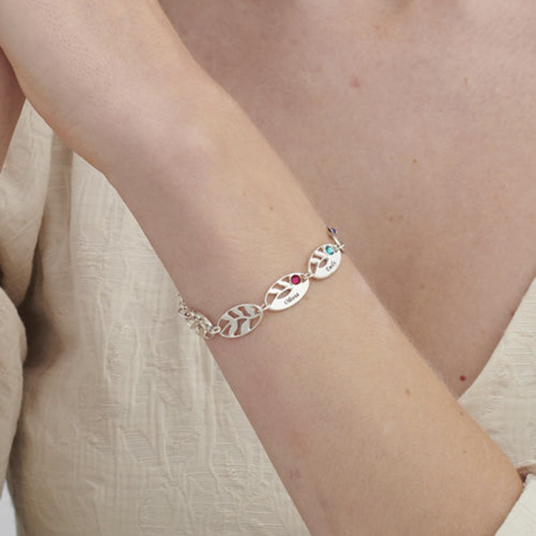 925 Silver Leaf Bracelet for Women - Student Jewelry, Birthday Gift