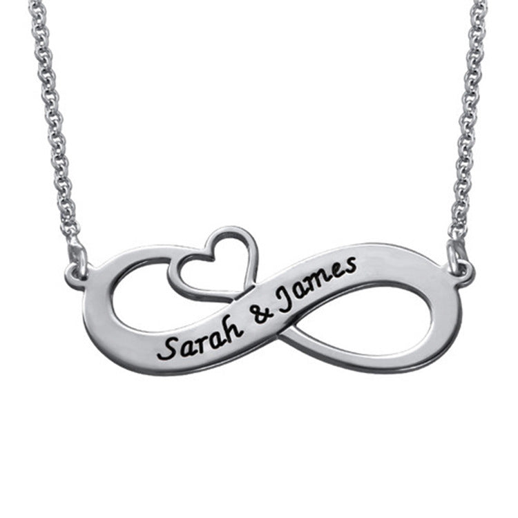 Customized 925 silver heart-shaped name letter birthday necklace for girlfriend