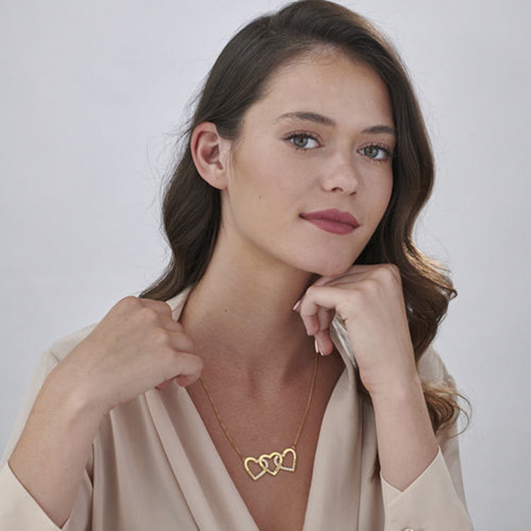 Customized love shape gemstone necklace pendant with lettering.