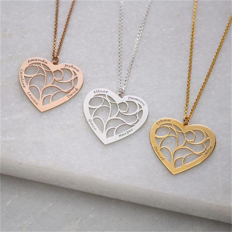 S925 silver girlfriend lettering puzzle necklace heart-shaped student pendant line cut