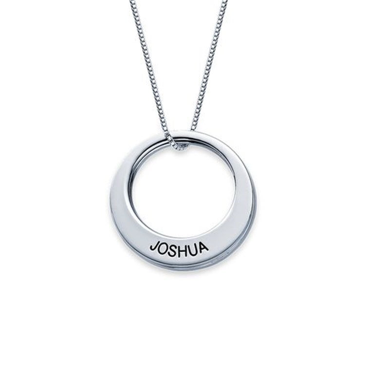 Customized couple necklace with round love token pendant, trendy for men and women.