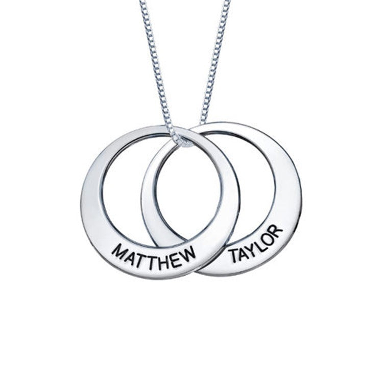 Customized couple necklace with round love token pendant, trendy for men and women.