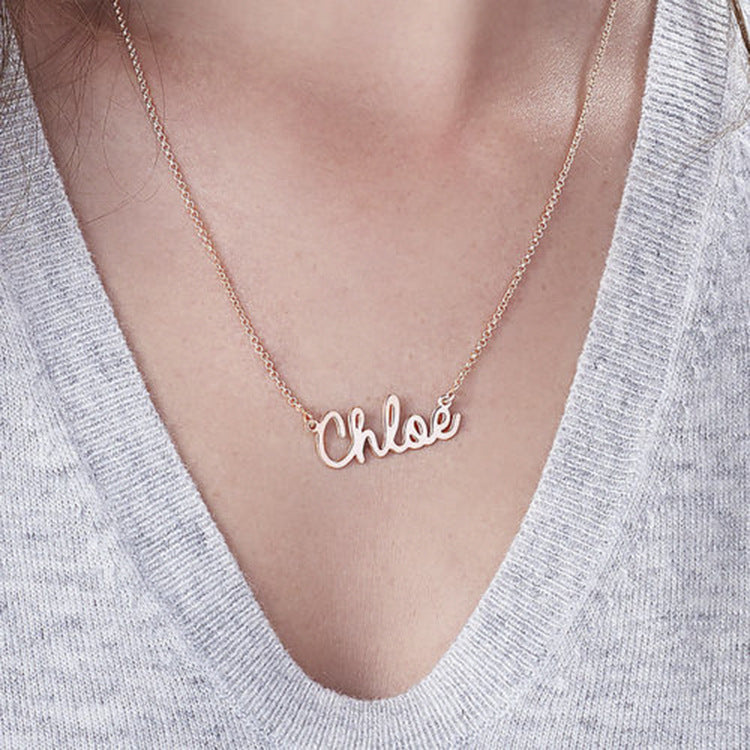 925 sterling silver private custom necklace letter name girls custom lettering Valentine's Day birthday gift
