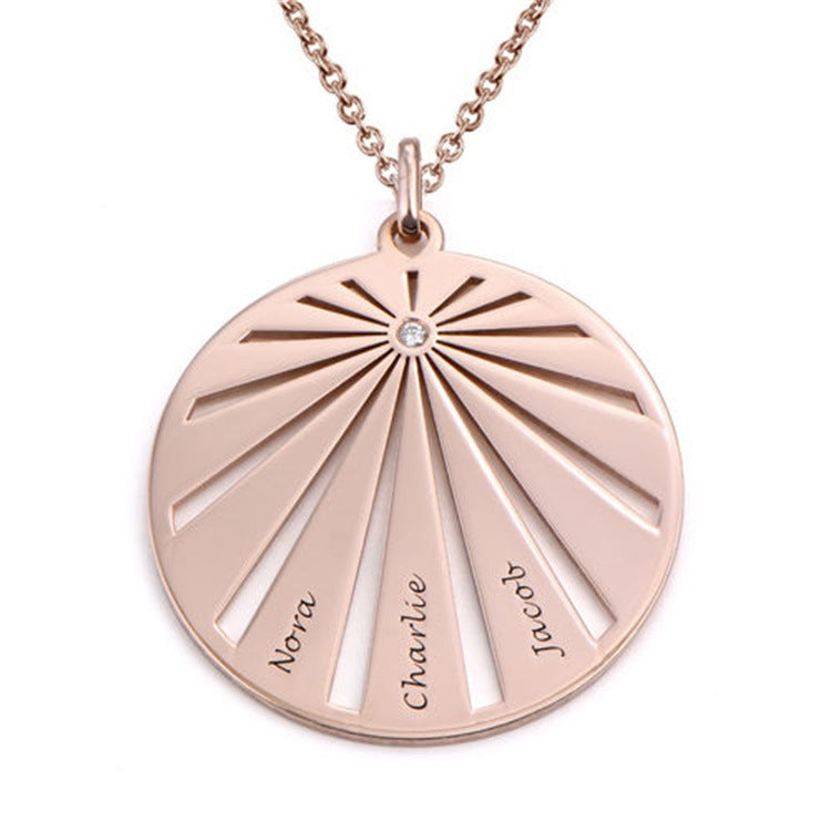 Custom round pendant necklace for couples, personalized gift for lovers.
