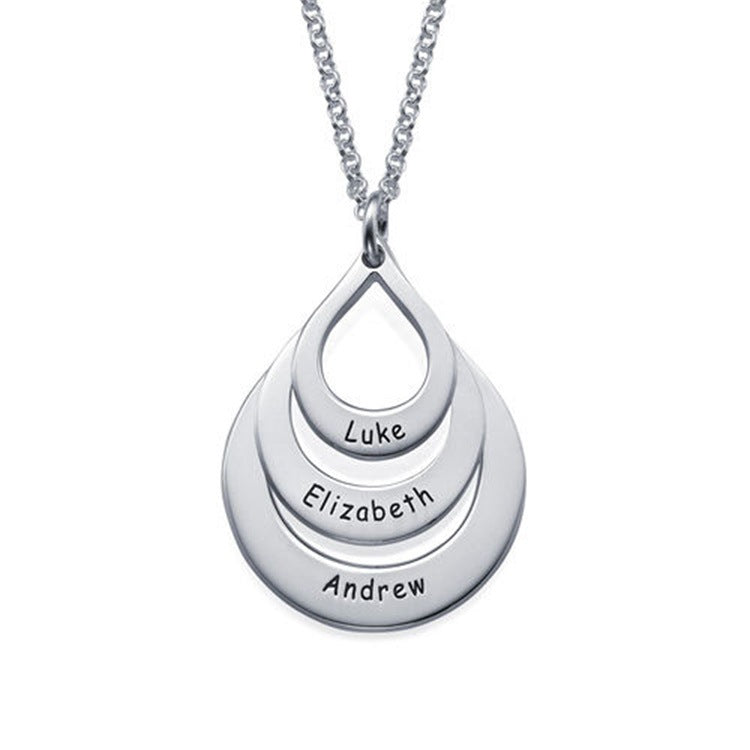 Customized hollow water drop pendant necklace with personalized engraving, perfect for adding a unique touch to your jewelry collection