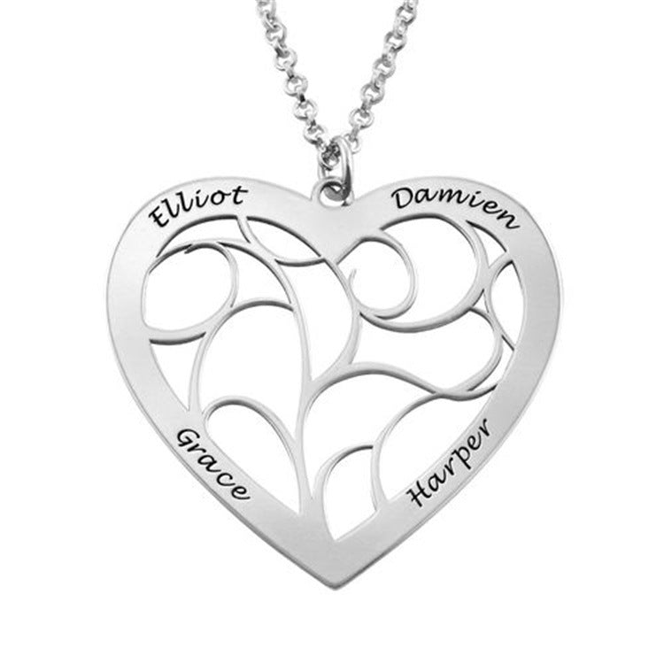 S925 silver girlfriend lettering puzzle necklace heart-shaped student pendant line cut