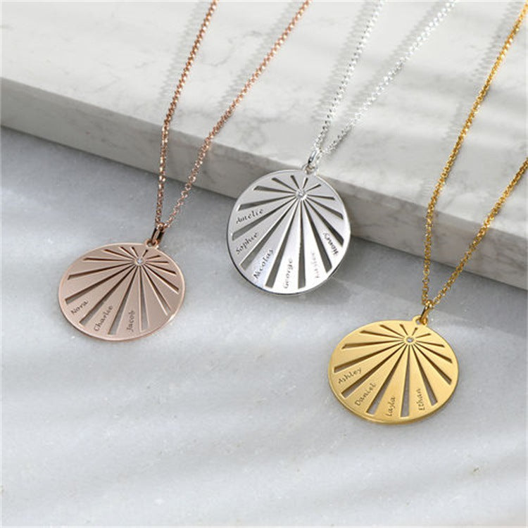 Custom round pendant necklace for couples, personalized gift for lovers.