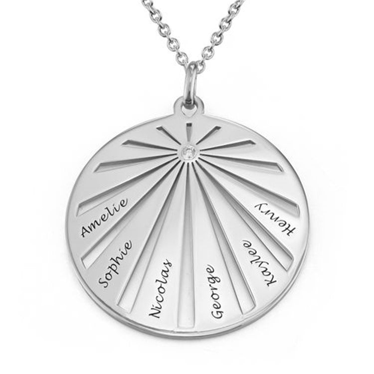 Custom round pendant necklace for couples, personalized gift for lovers.