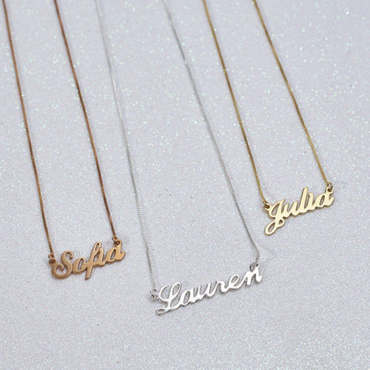 925 silver letter custom name necklace female male tide ins hip hop lettering private fixed pendant