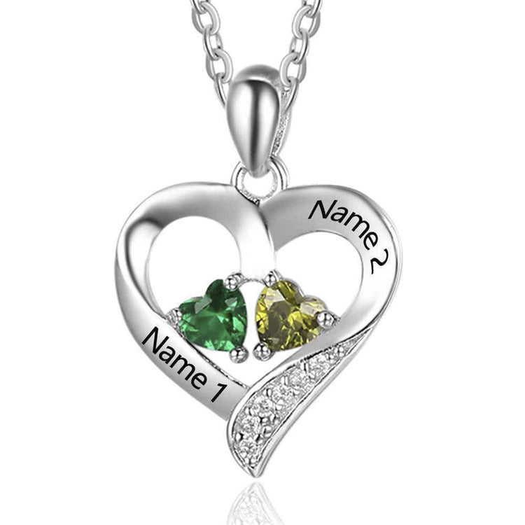 Simple heart pendant necklace for women, perfect for March 8th gifts. Custom lettering available.