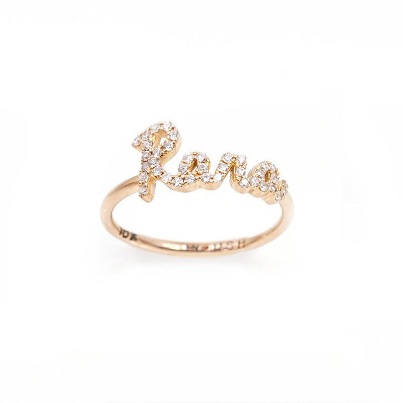 Popular hot-selling name diamond-encrusted light luxury fashion personalized ring woman