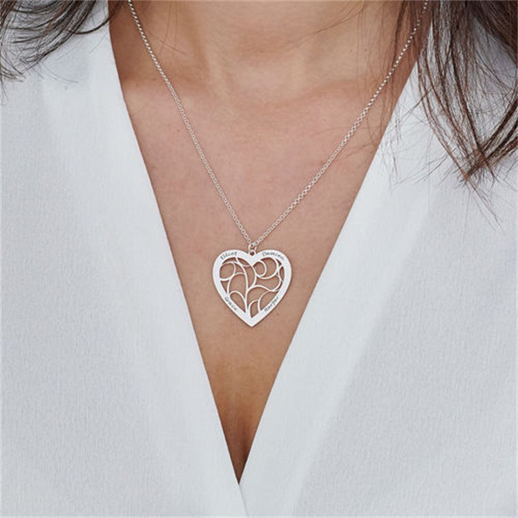 S925 silver girlfriend lettering puzzle necklace heart-shaped student pendant line cut