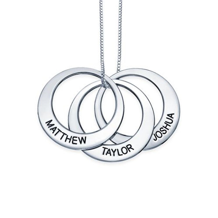 Customized couple necklace with round love token pendant, trendy for men and women.