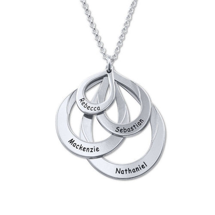 Custom 925 silver round necklace with lettering for couples, perfect Valentine's Day gift.