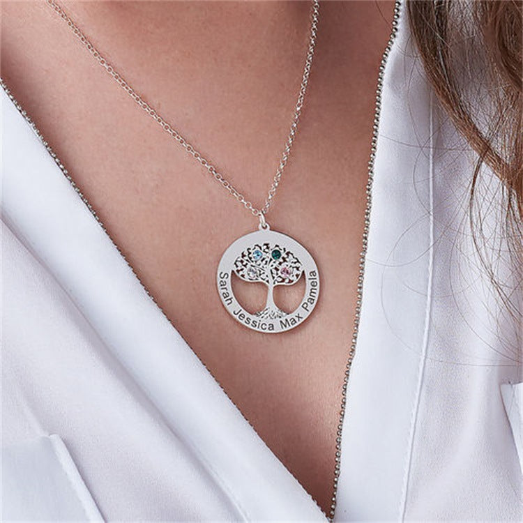 Customized lettering Korean version of the Tree of Life pendant necklace