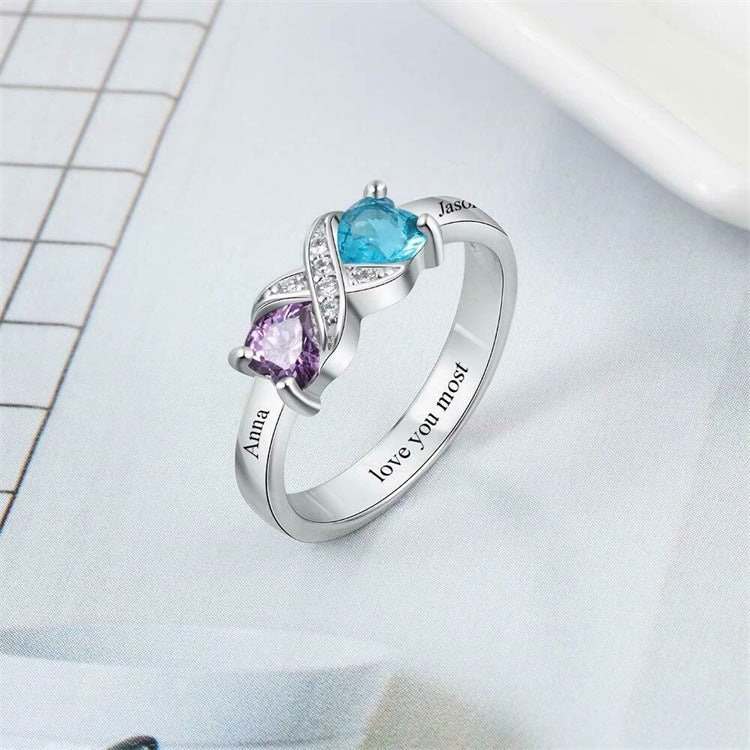 Sterling silver couple rings with diamonds, perfect Valentine's Day gift. Customizable with engraving, ideal for commemorative occasions.