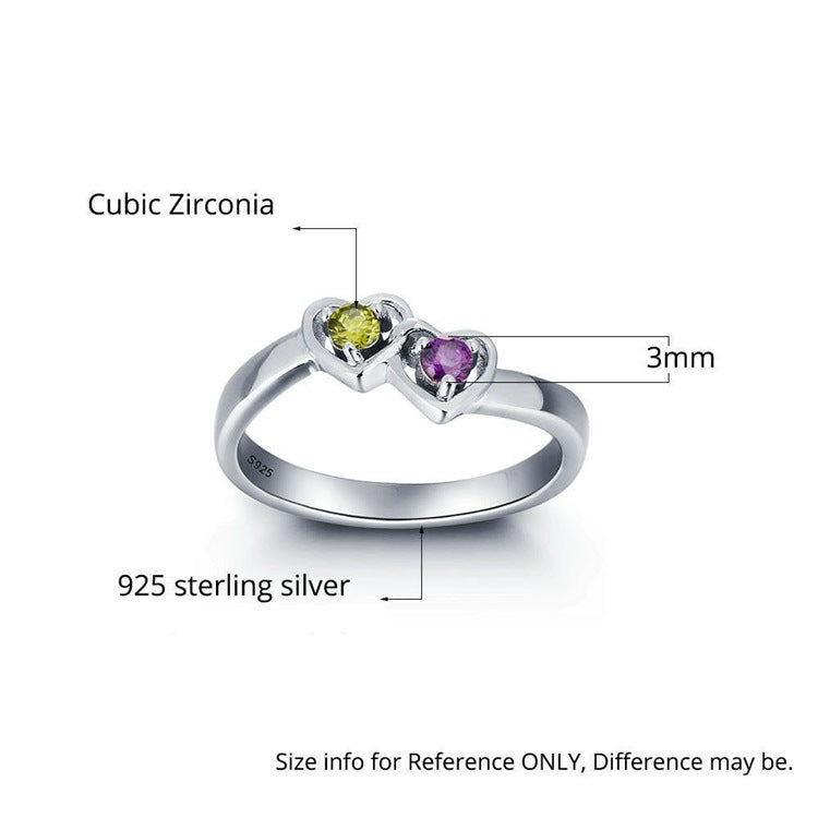 925 birthstone ring for men and women, diamond proposal engagement ring, Japanese-Korean style, engraved birthday gift.
