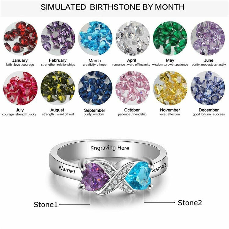 Sterling silver couple rings with diamonds, perfect Valentine's Day gift. Customizable with engraving, ideal for commemorative occasions.
