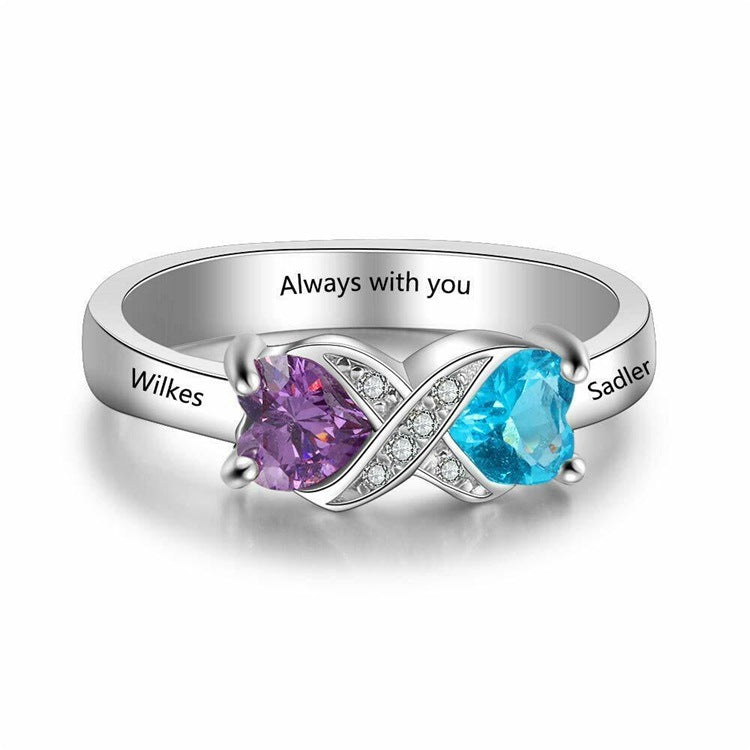 Sterling silver couple rings with diamonds, perfect Valentine's Day gift. Customizable with engraving, ideal for commemorative occasions.