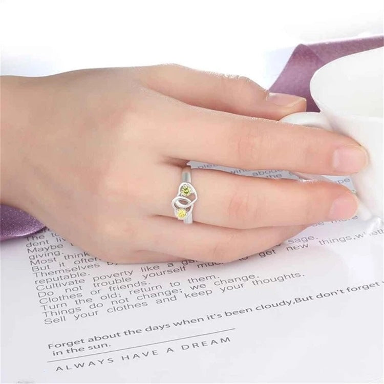 Heart Shaped Silver Ring Open Wedding Wedding Fashion Zircon Diamond Ring