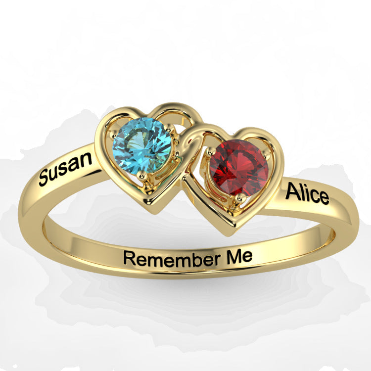 925 birthstone ring for men and women, diamond proposal engagement ring, Japanese-Korean style, engraved birthday gift.