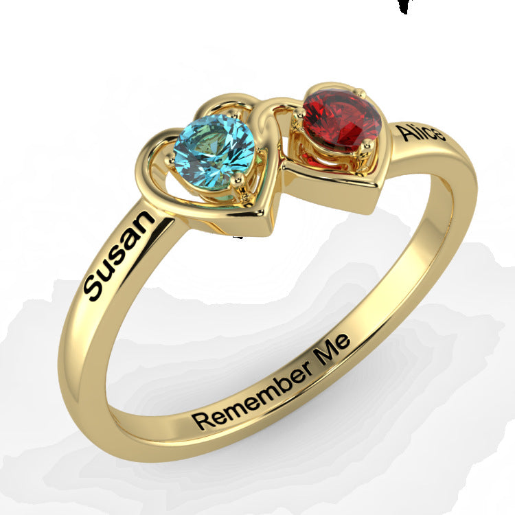 925 birthstone ring for men and women, diamond proposal engagement ring, Japanese-Korean style, engraved birthday gift.