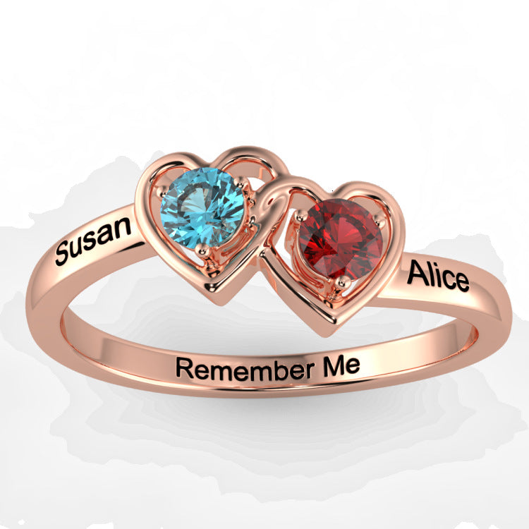 925 birthstone ring for men and women, diamond proposal engagement ring, Japanese-Korean style, engraved birthday gift.