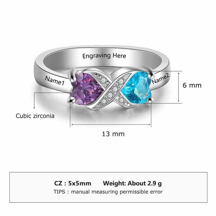Sterling silver couple rings with diamonds, perfect Valentine's Day gift. Customizable with engraving, ideal for commemorative occasions.