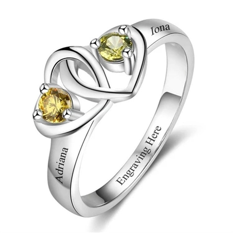 Heart Shaped Silver Ring Open Wedding Wedding Fashion Zircon Diamond Ring