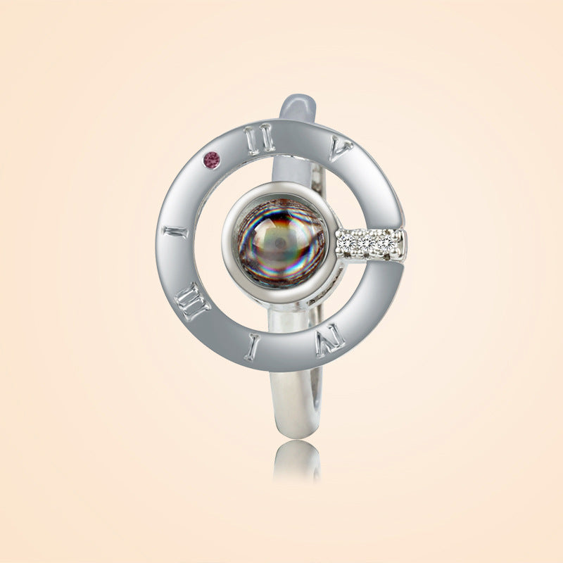 "100 Languages 'I Love You' Projection Couple Rings – Adjustable, perfect for Valentine's or birthdays."