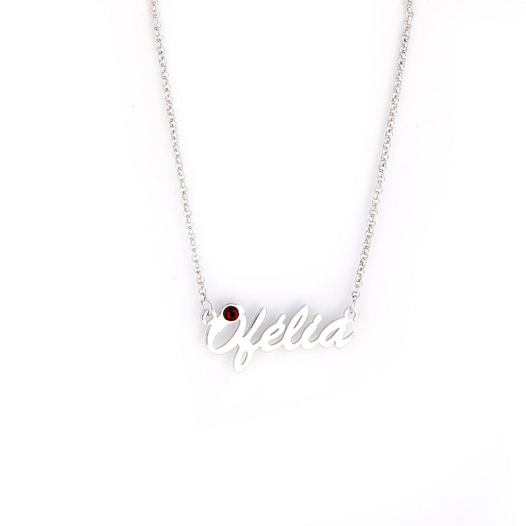 Trendy personalized letter necklaces with custom English name pendants. High-quality silver jewelry available for wholesale.