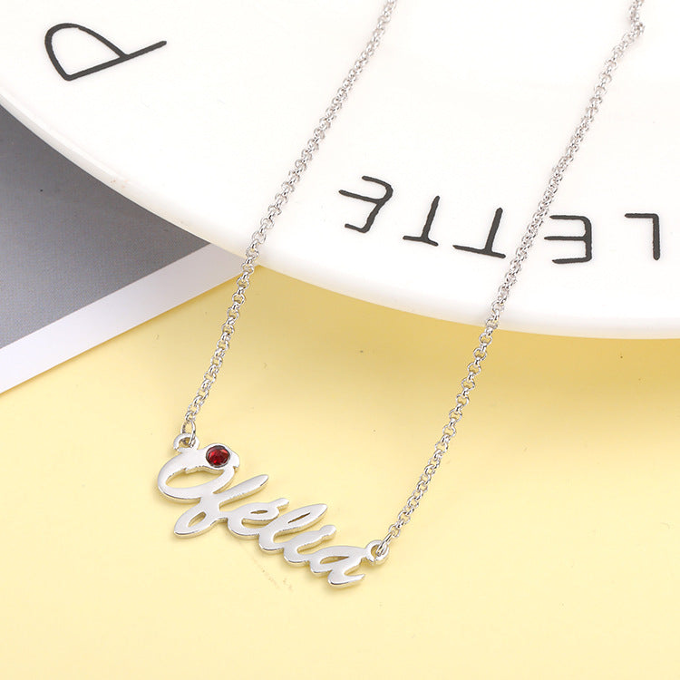 Trendy personalized letter necklaces with custom English name pendants. High-quality silver jewelry available for wholesale.
