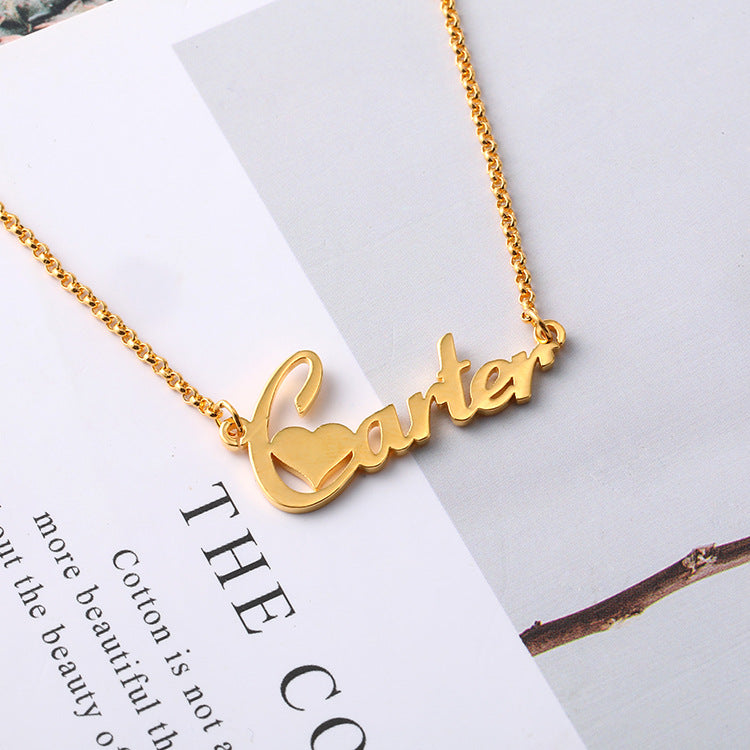 Fashion creative engraving custom private name letter necklace pendant silver jewelry
