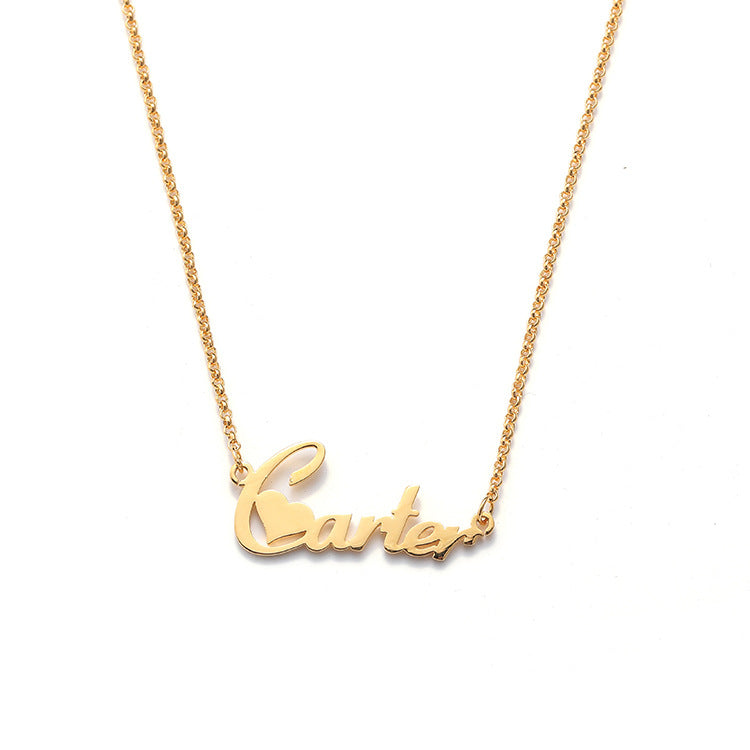 Fashion creative engraving custom private name letter necklace pendant silver jewelry