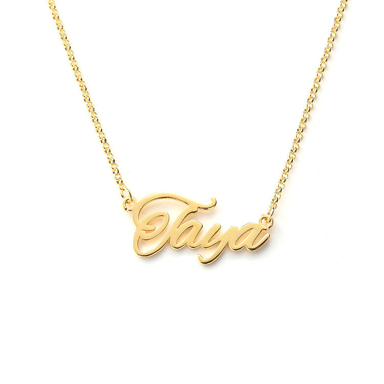 Custom name letter necklace pendant in silver, stylish personalized jewelry. Available for wholesale directly from the manufacturer.