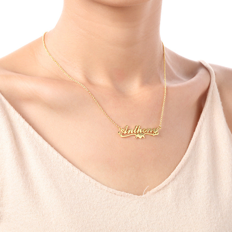 Fashion creative lettering custom private name letter necklace pendant silver jewelry