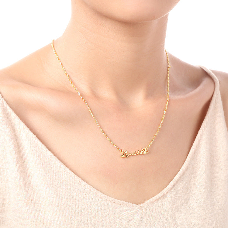 Fashion creative lettering custom private name letter necklace pendant silver jewelry, wholesale from the manufacturer