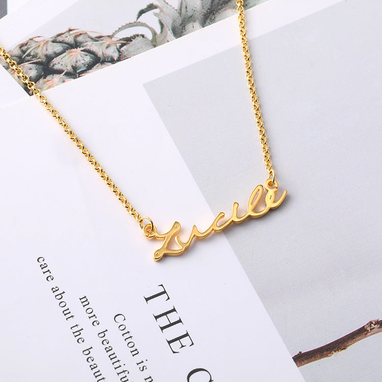 Fashion creative lettering custom private name letter necklace pendant silver jewelry, wholesale from the manufacturer
