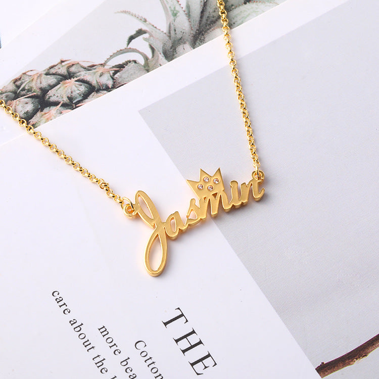 Custom zodiac name letter necklace with birthstone pendant—perfect for wholesale.