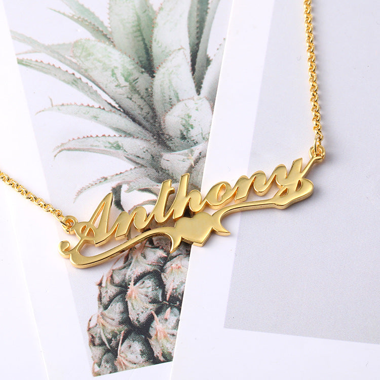 Fashion creative lettering custom private name letter necklace pendant silver jewelry
