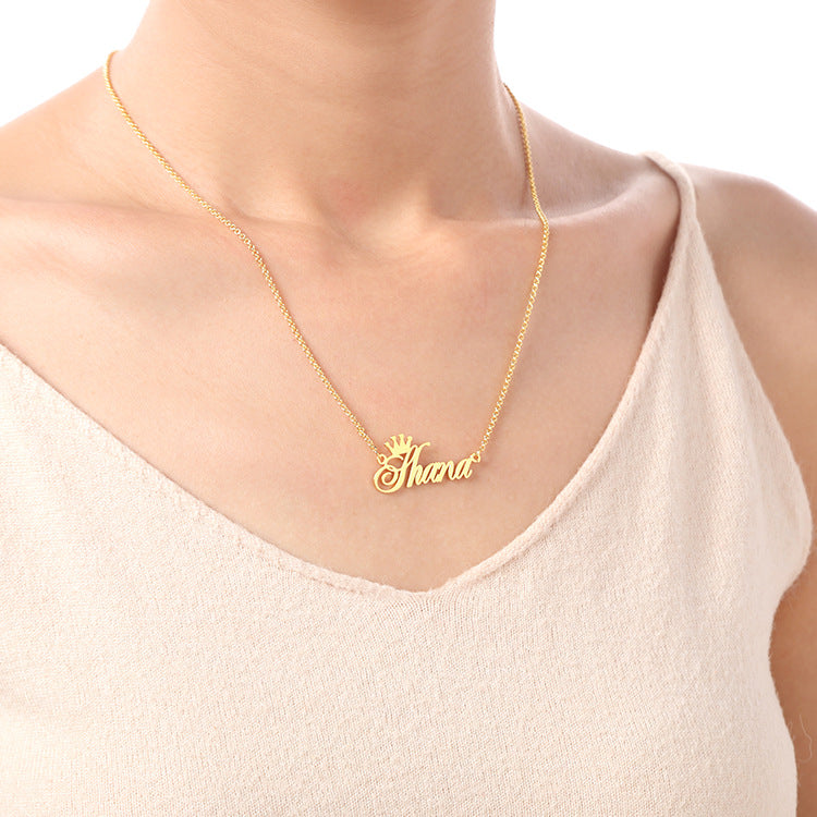 Custom crown letter name necklace, personalized pendant, creative fashion jewelry for unique style