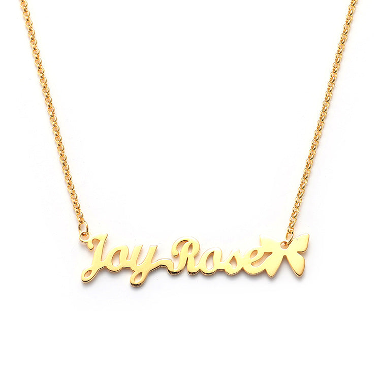 Customizable name letter necklace in silver, featuring creative lettering design. Wholesale directly from the manufacturer.