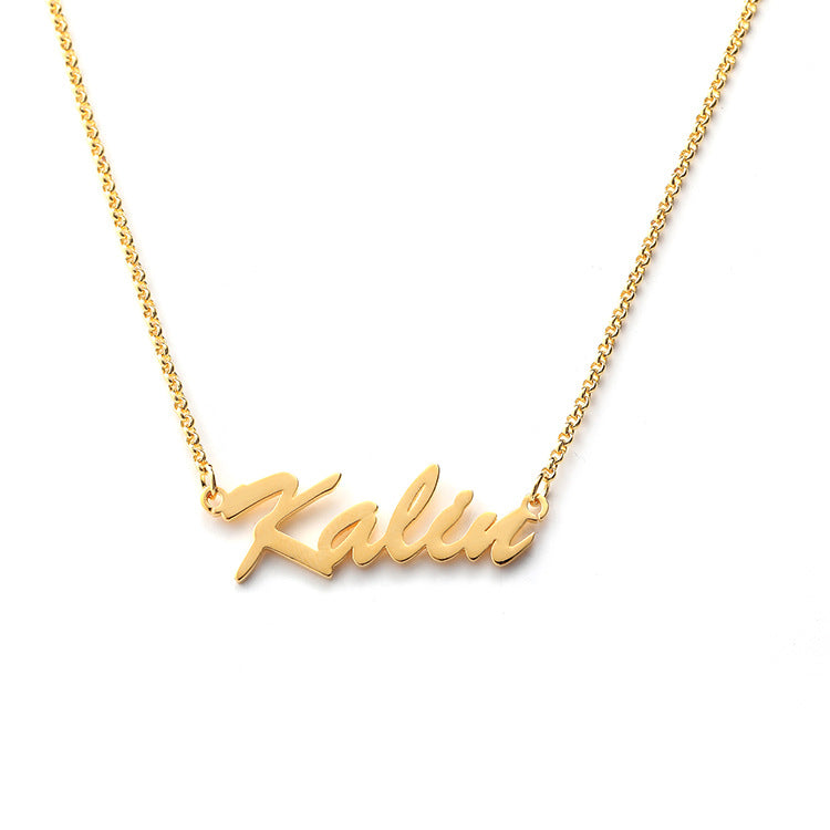 Custom name letter necklace pendant in silver—fashionable, creative design. Available for wholesale directly from the manufacturer.